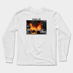 cop car on fire Long Sleeve T-Shirt